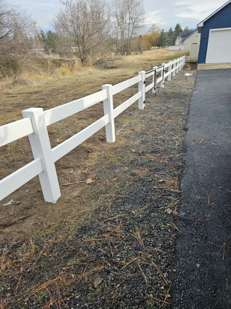 White ranch rail fence